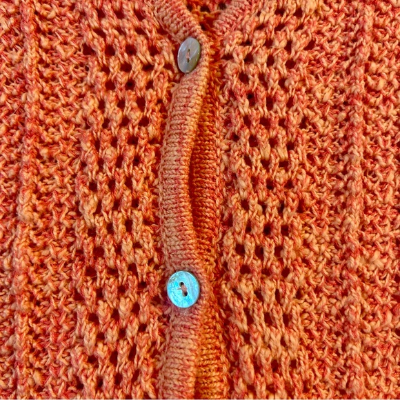🏷️Sundance Leiela Pointelle Cardigan Sweater Coral Pink Cotton Modal Large 🏷️ - Picture 5 of 9